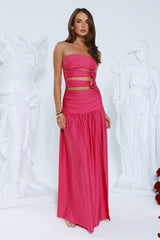 Shimmer Soirée Strapless Maxi Dress Pink