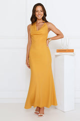 Golden Hour Edit Halter Mesh Maxi Dress Orange