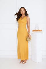 Golden Hour Edit Halter Mesh Maxi Dress Orange