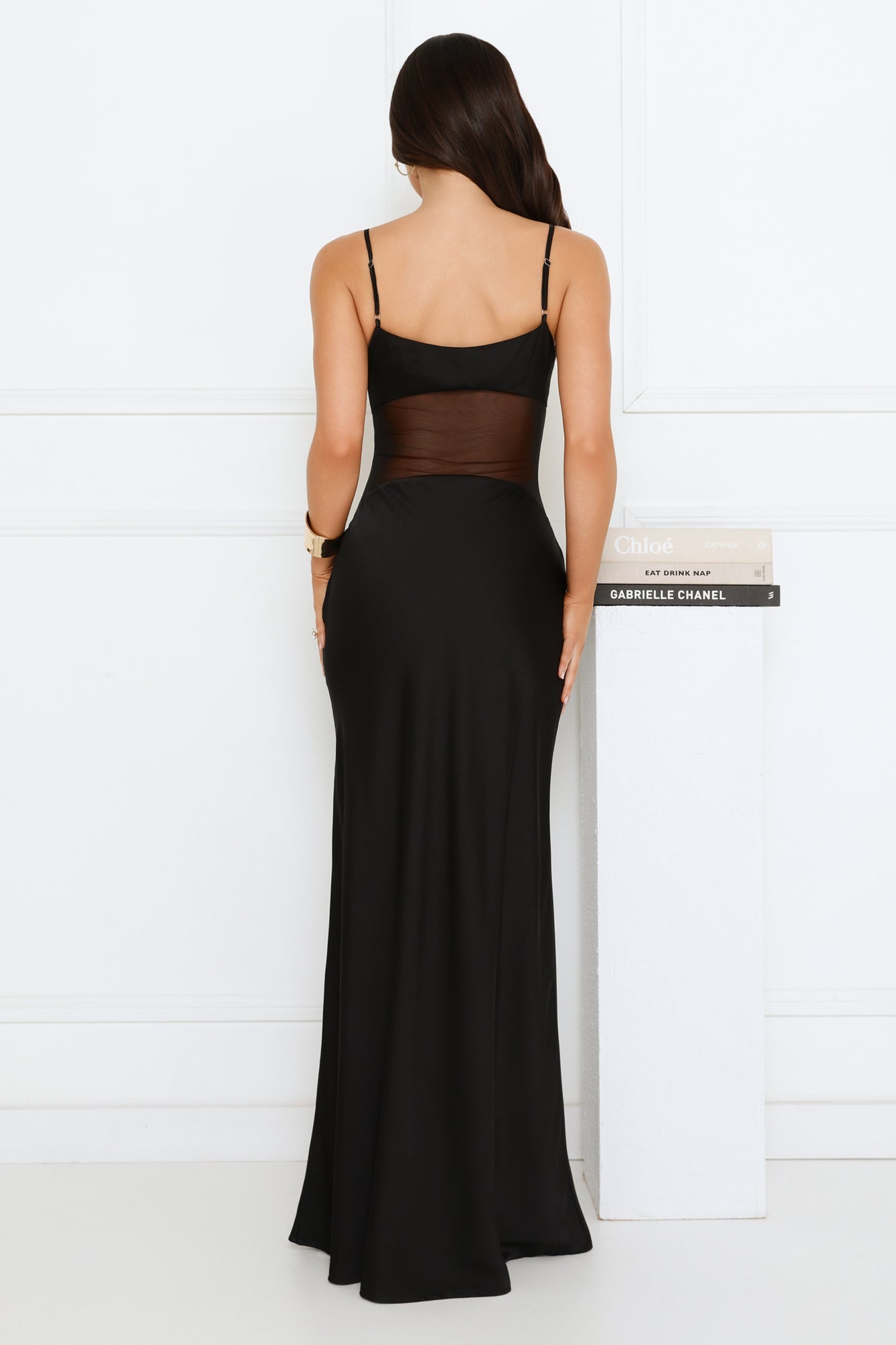 High Definition Satin Maxi Dress Black