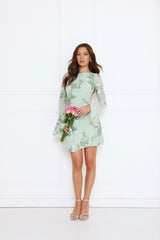 Love Notes Only Long Sleeve Mini Dress Sage