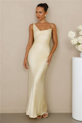 The Madeline Cowl Satin Maxi Dress Yellow