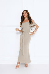 Contemporary Vibe Off Shoulder Maxi Dress Sage