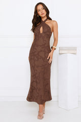 Legally Luxe Halter Maxi Dress Brown