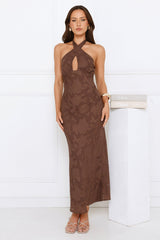 Legally Luxe Halter Maxi Dress Brown