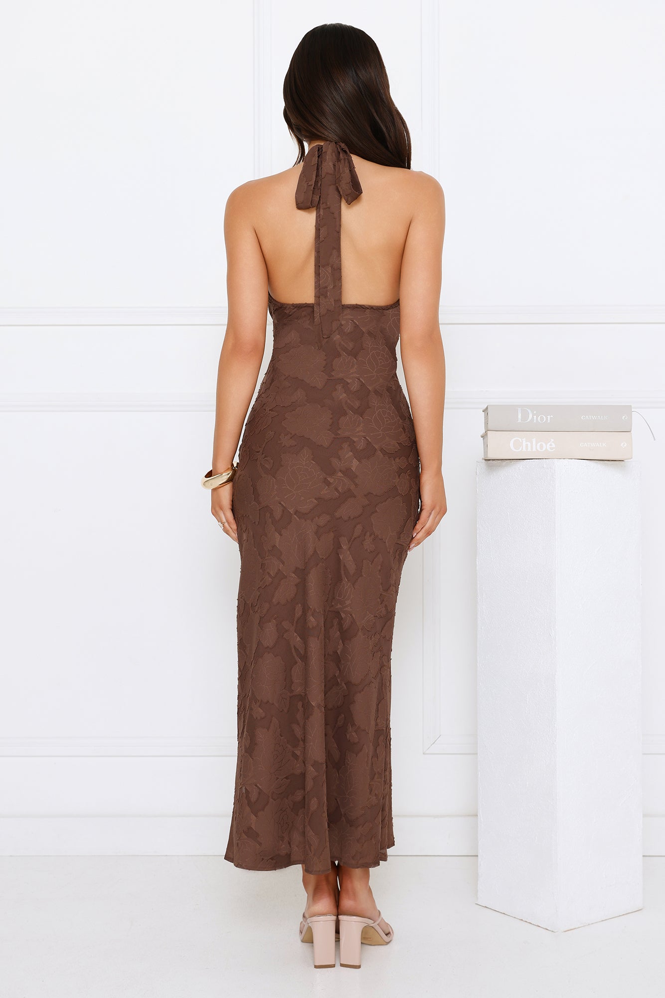 Legally Luxe Halter Maxi Dress Brown