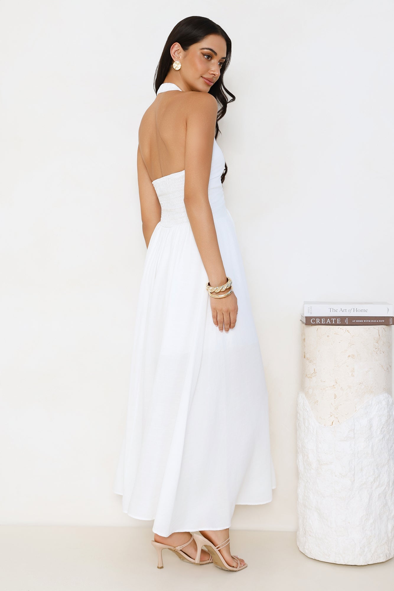 Ocean Kiss Halter Maxi Dress White
