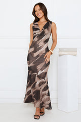 Soft Glow Nights Mesh Maxi Dress Brown