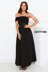 Luxe Whimsy Off Shoulder Maxi Dress Black