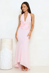 Silver Lining Love Halter Maxi Dress Pink