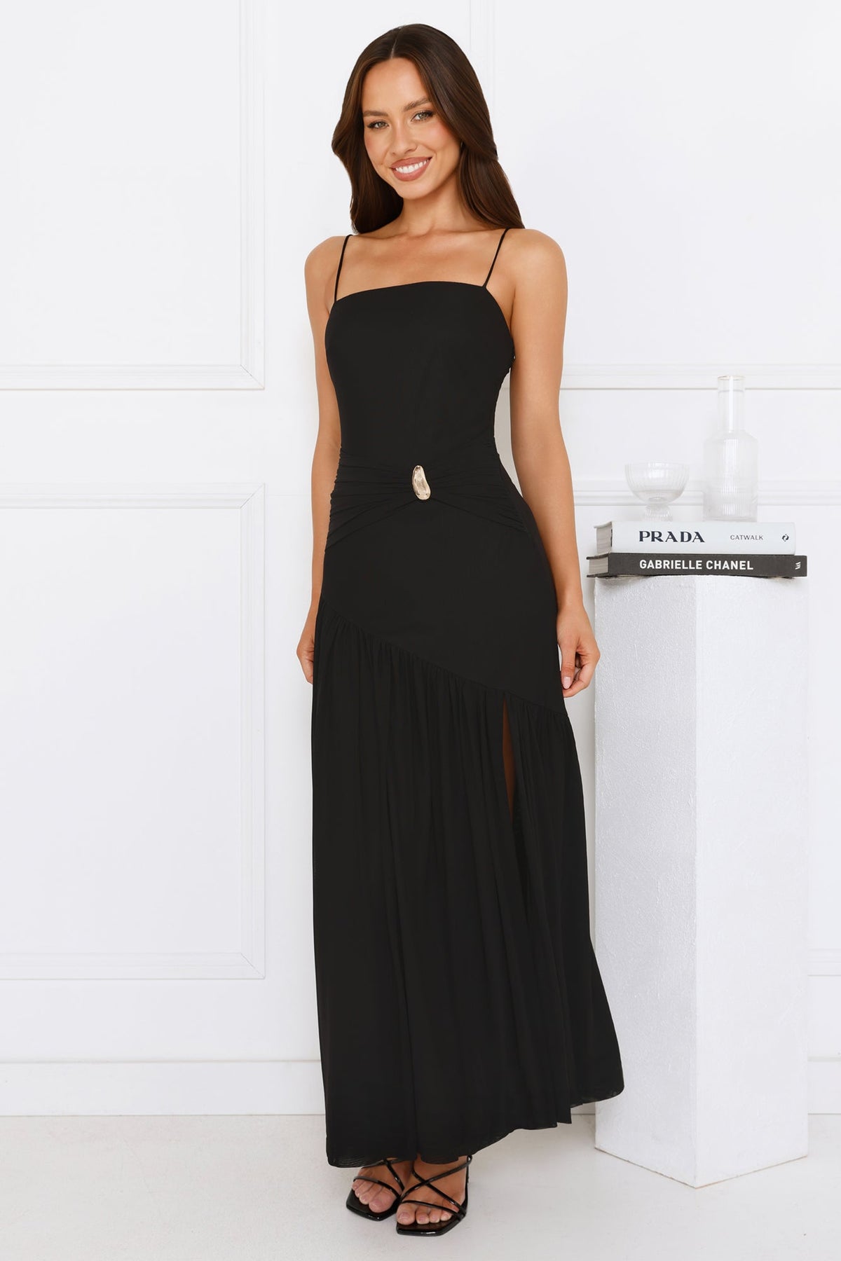 Candlelight Kisses Mesh Maxi Dress Black