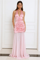 Stylish Sensation Halter Maxi Dress Pink