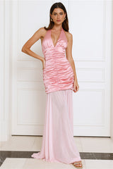 Stylish Sensation Halter Maxi Dress Pink
