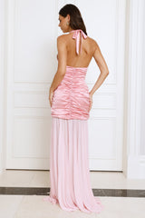 Stylish Sensation Halter Maxi Dress Pink