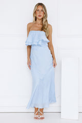 Midnight In Paris Strapless Maxi Dress Blue