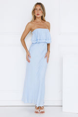Midnight In Paris Strapless Maxi Dress Blue