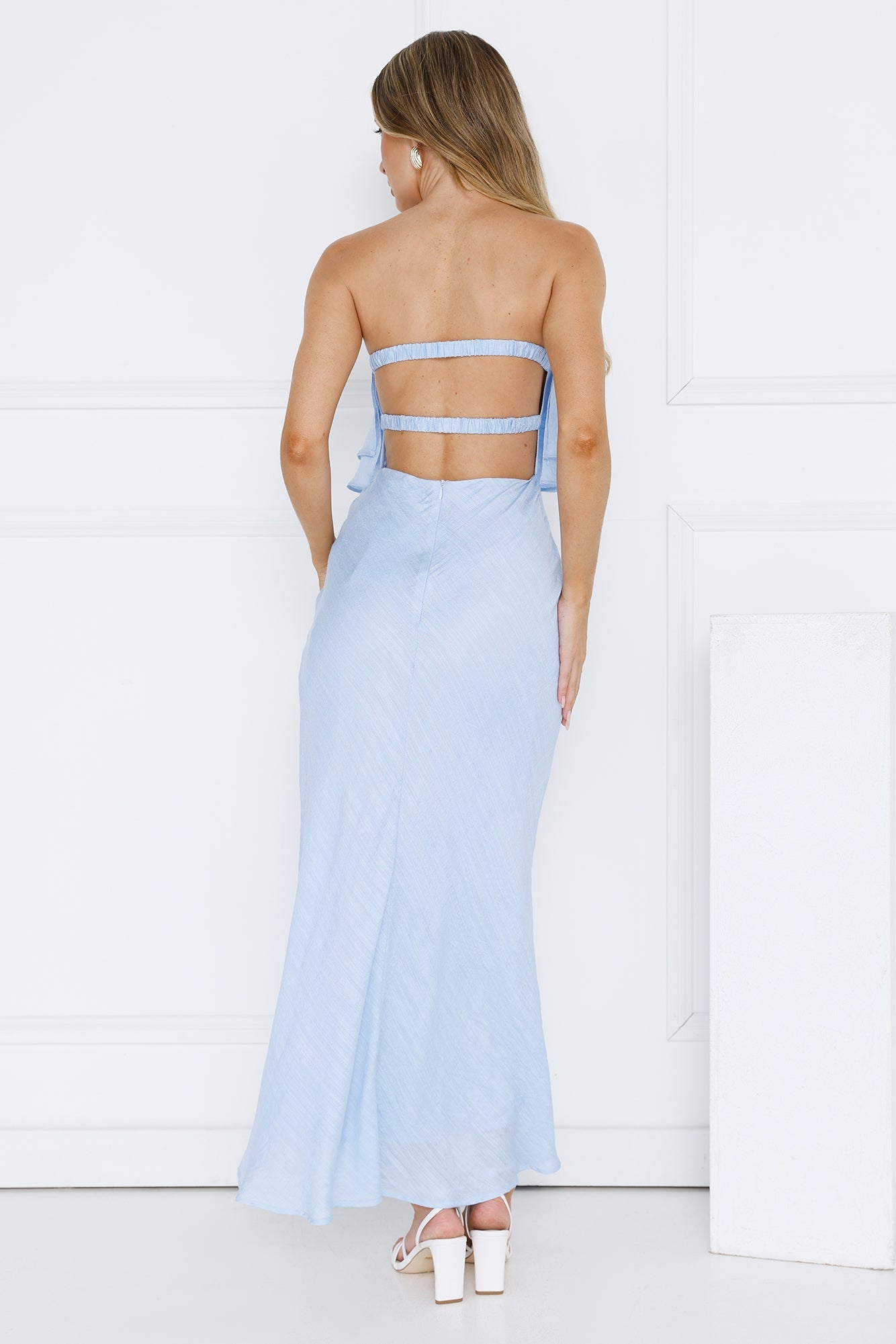 Midnight In Paris Strapless Maxi Dress Blue