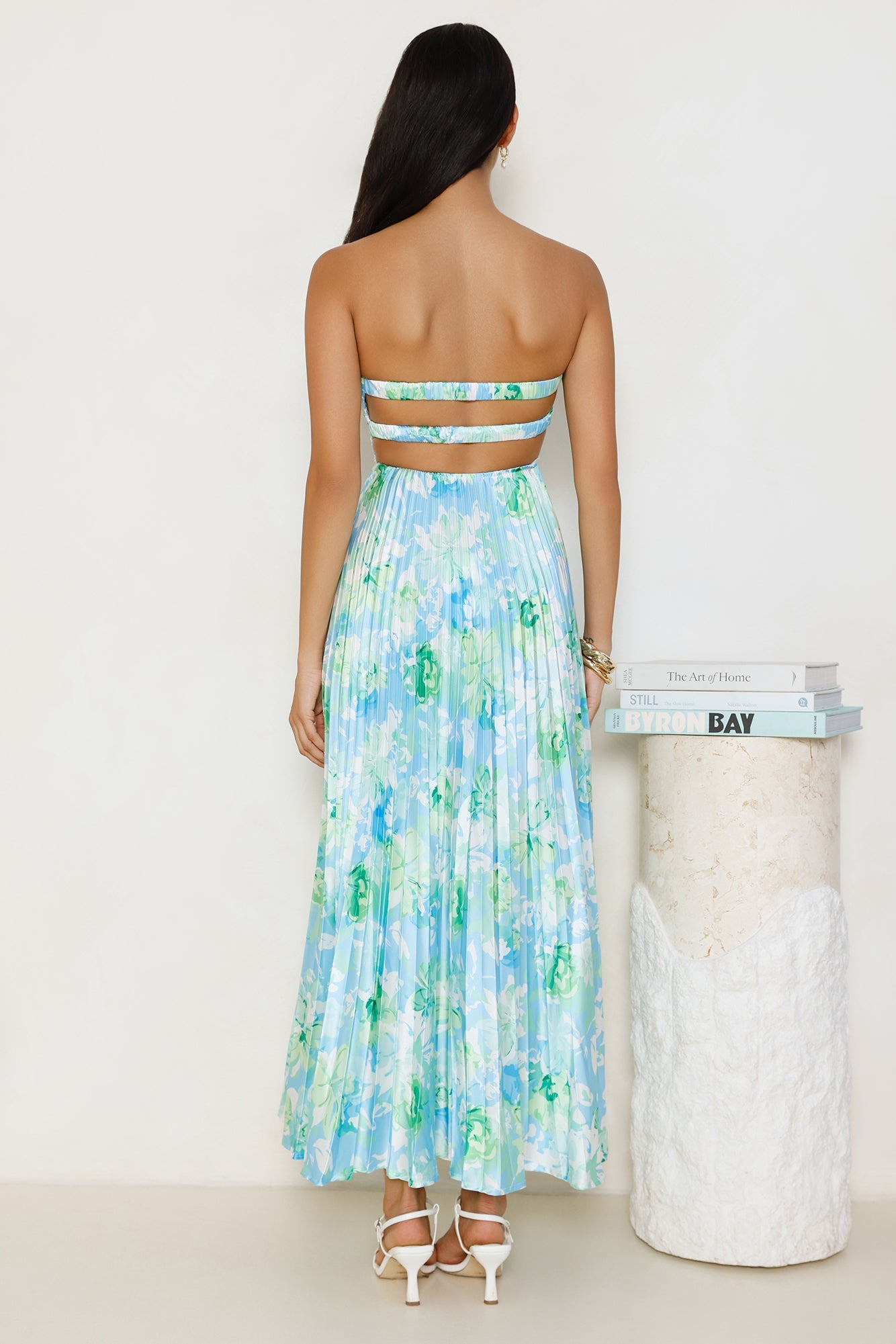Lilou Strapless Satin Maxi Dress Blue