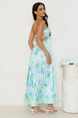 Lilou Strapless Satin Maxi Dress Blue