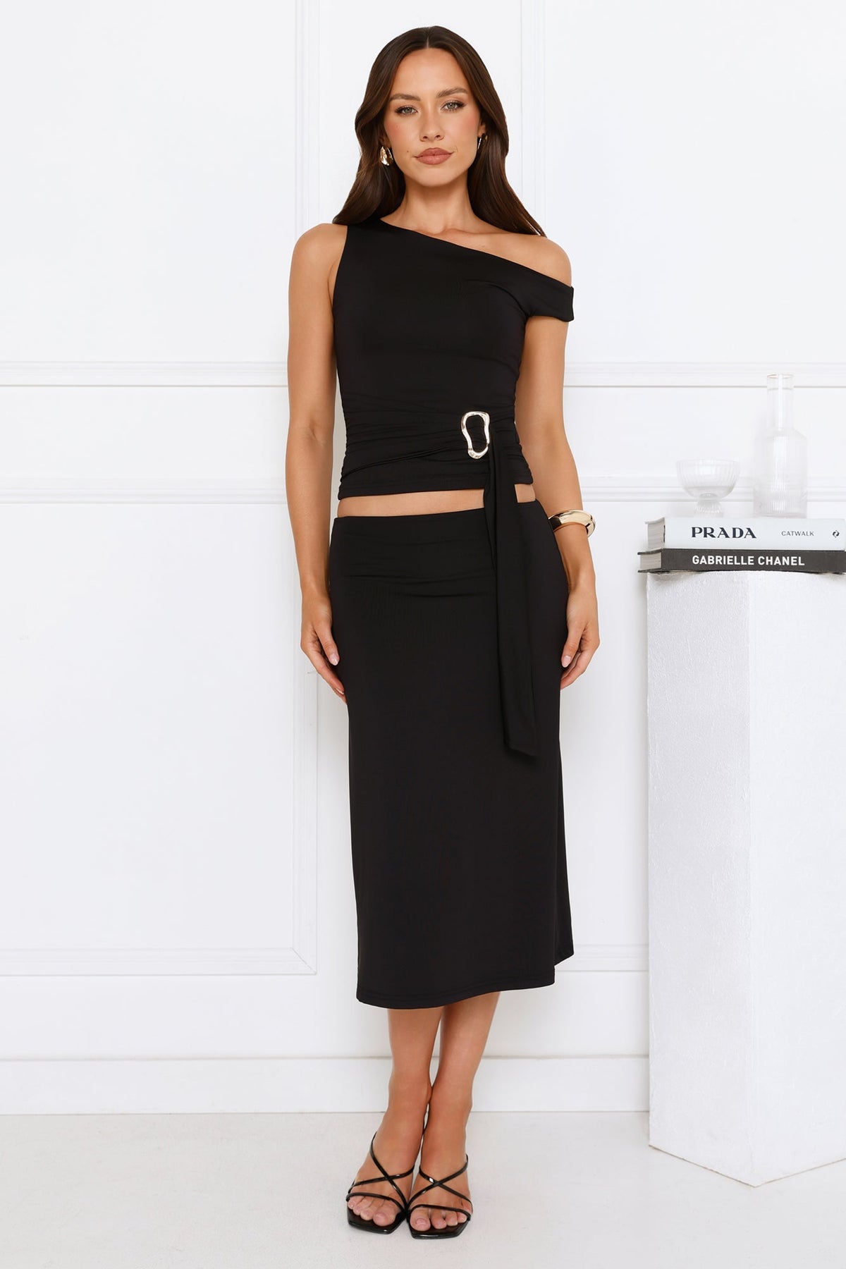 Starlit Muse Midi Skirt Black