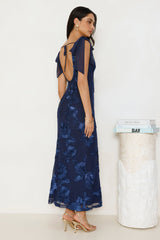 Golden Doll Mesh Maxi Dress Navy