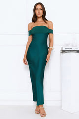 Love Club Strapless Satin Maxi Dress Green