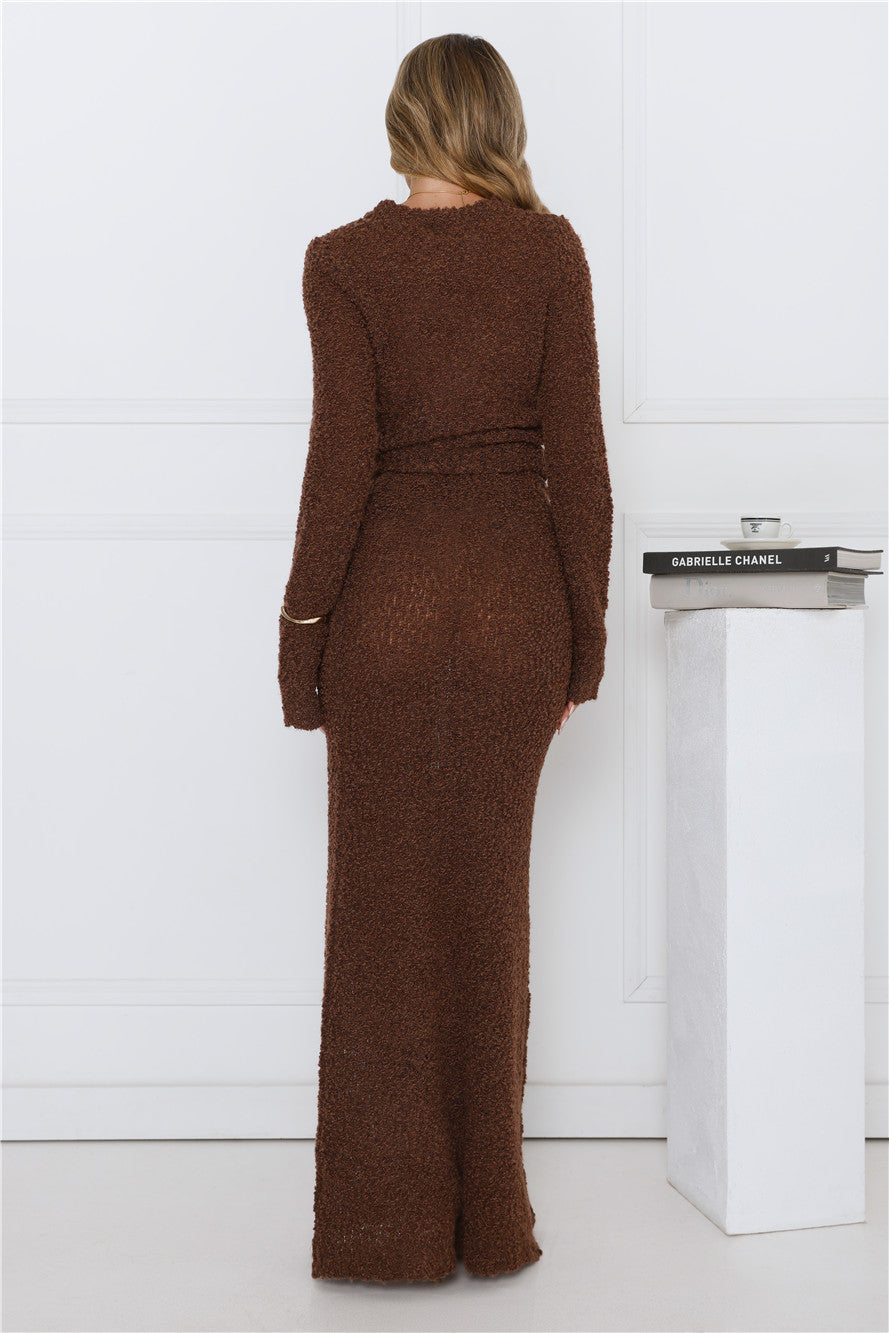 Understated It Girl Long Sleeve Top Brown