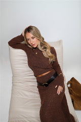 Understated It Girl Long Sleeve Top Brown