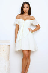 Rosebud Radiance Off Shoulder Mini Dress Ivory
