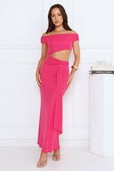 Old Love Letter Off Shoulder Maxi Dress Pink