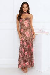 Styled To Swoon Strapless Maxi Dress Leopard