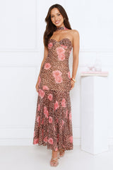 Styled To Swoon Strapless Maxi Dress Leopard