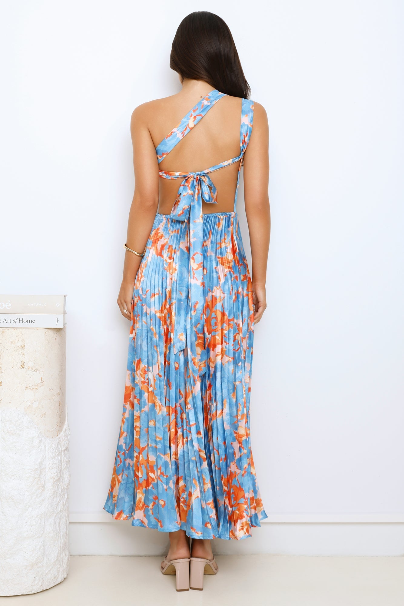 Dressed And Ready One Shoulder Satin Maxi Dress Blue