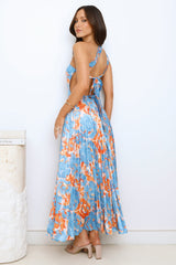 Dressed And Ready One Shoulder Satin Maxi Dress Blue