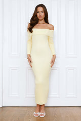 Chilled Luxe Off Shoulder Knit Maxi Dress Yellow