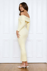 Chilled Luxe Off Shoulder Knit Maxi Dress Yellow