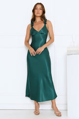 Petal Haze Satin Maxi Dress Teal
