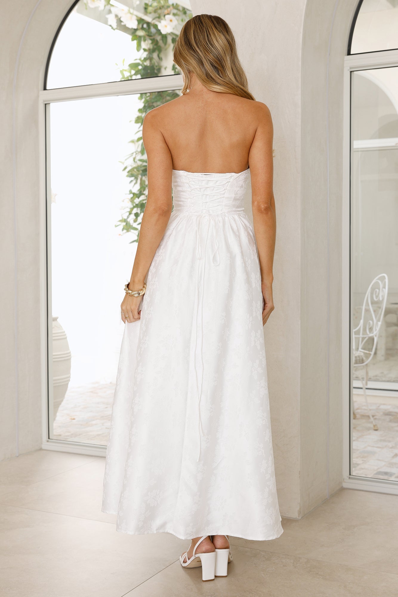 Dancing In Magic Strapless Maxi Dress White
