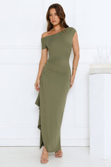 Effortlessly Irresistible Off Shoulder Maxi Dress Green