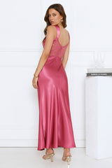 Wink Your Way Satin Maxi Dress Rose