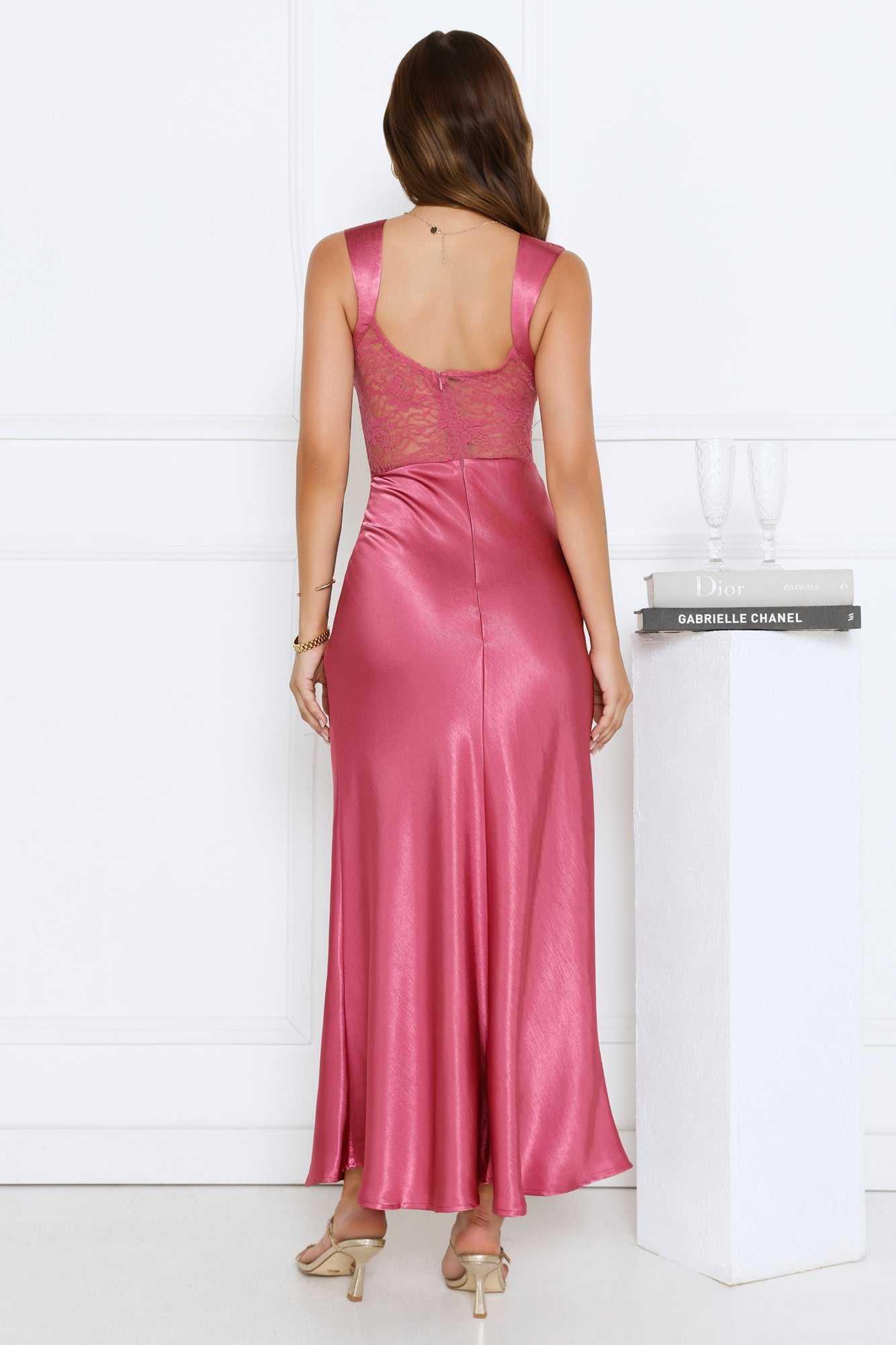 Wink Your Way Satin Maxi Dress Rose