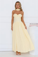 Sparkle In Her Step Strapless Maxi Dress Yellow