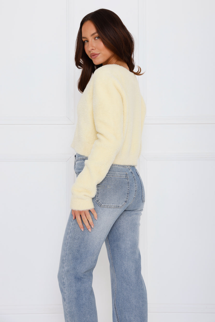 Fuzzy Feelings Knit Cardigan Yellow