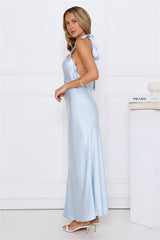 Majestic Girl Halter Satin Maxi Dress Blue