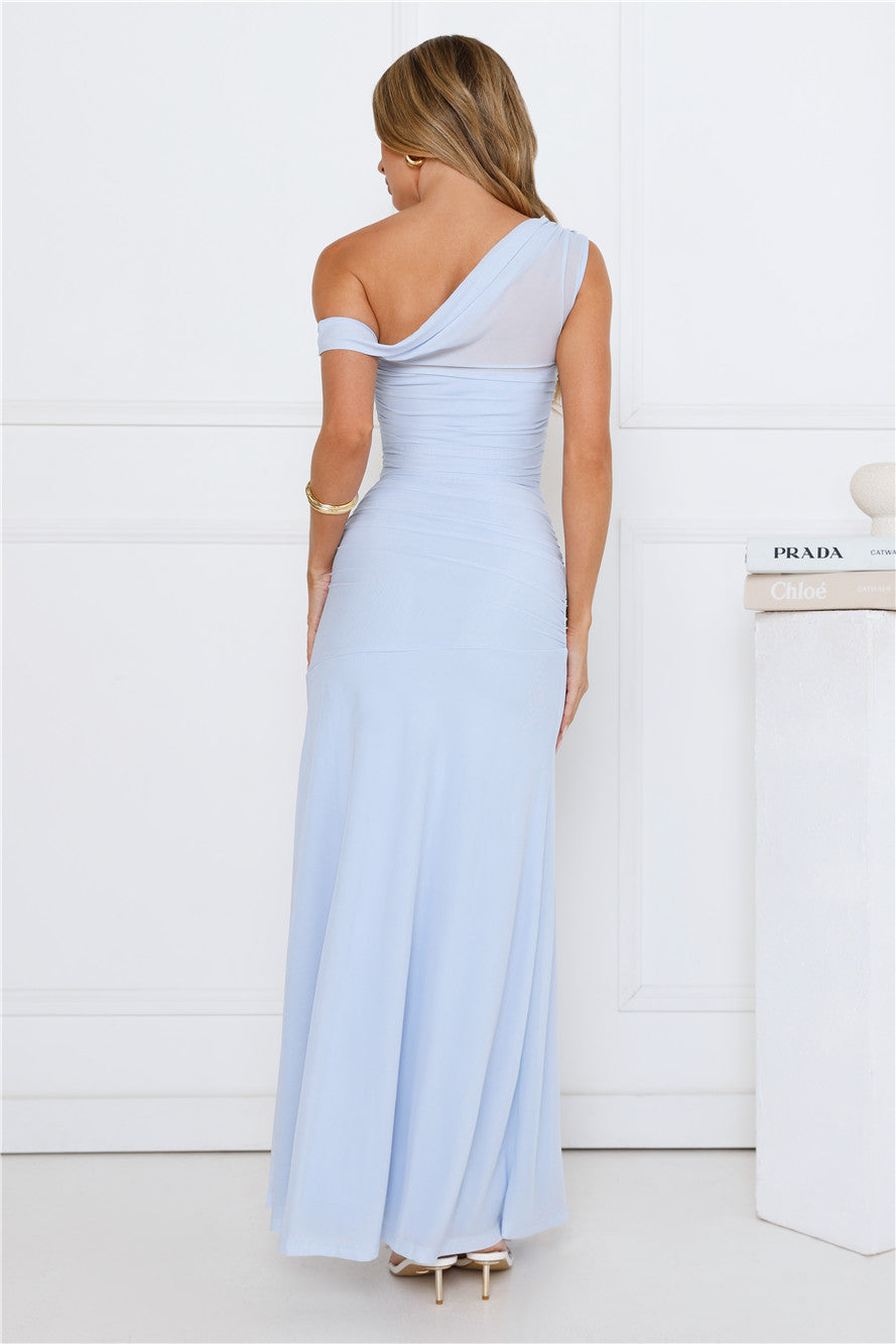 Bloom Baby Off Shoulder Maxi Dress Blue