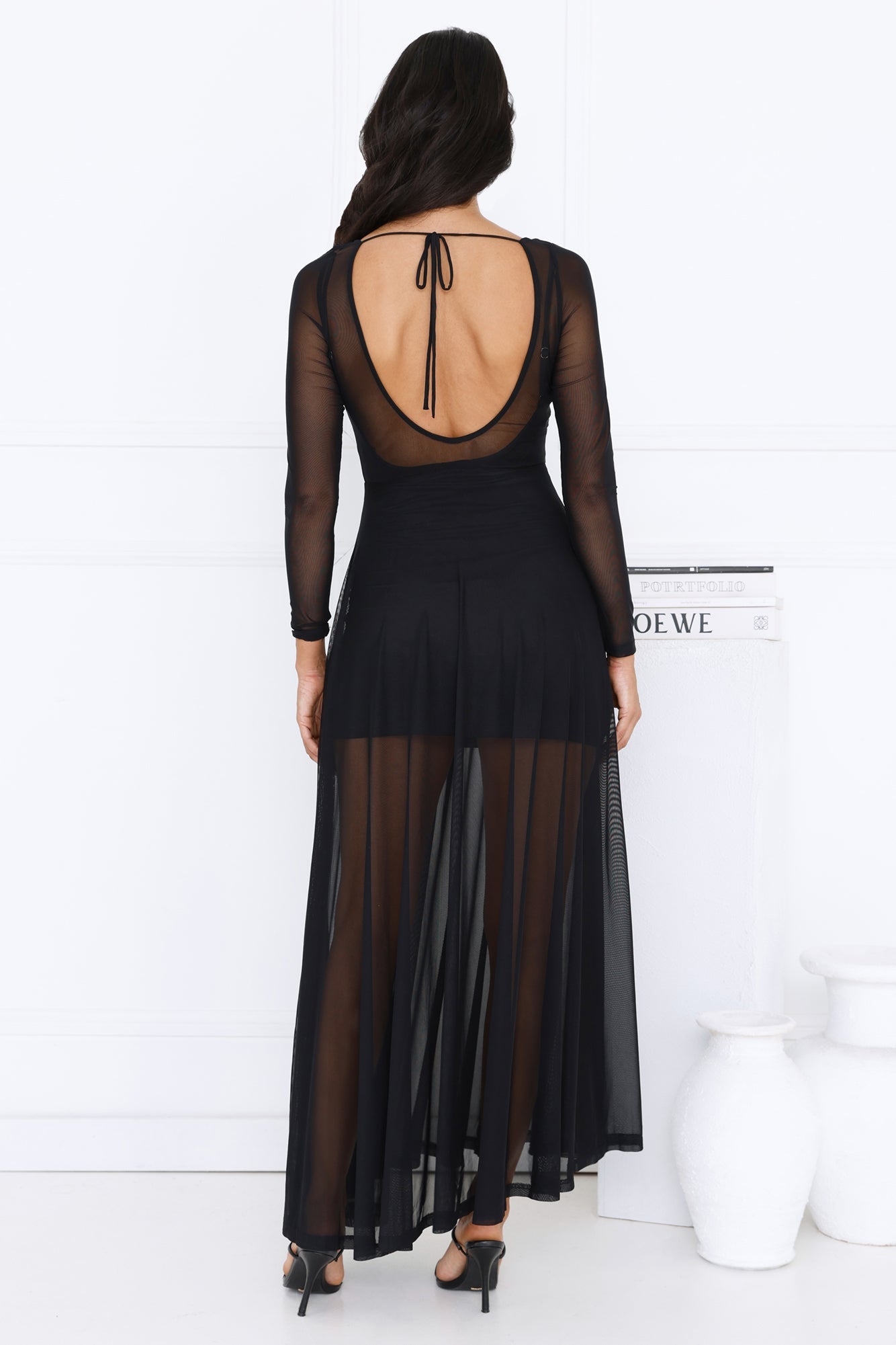 Starlit Lanes Mesh Maxi Dress Black
