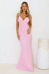 Shimmering Elegance Maxi Dress Pink