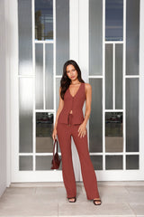Sharp Hour Tailored Top Brown