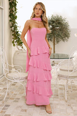 Sunset Reverie Strapless Maxi Dress Pink