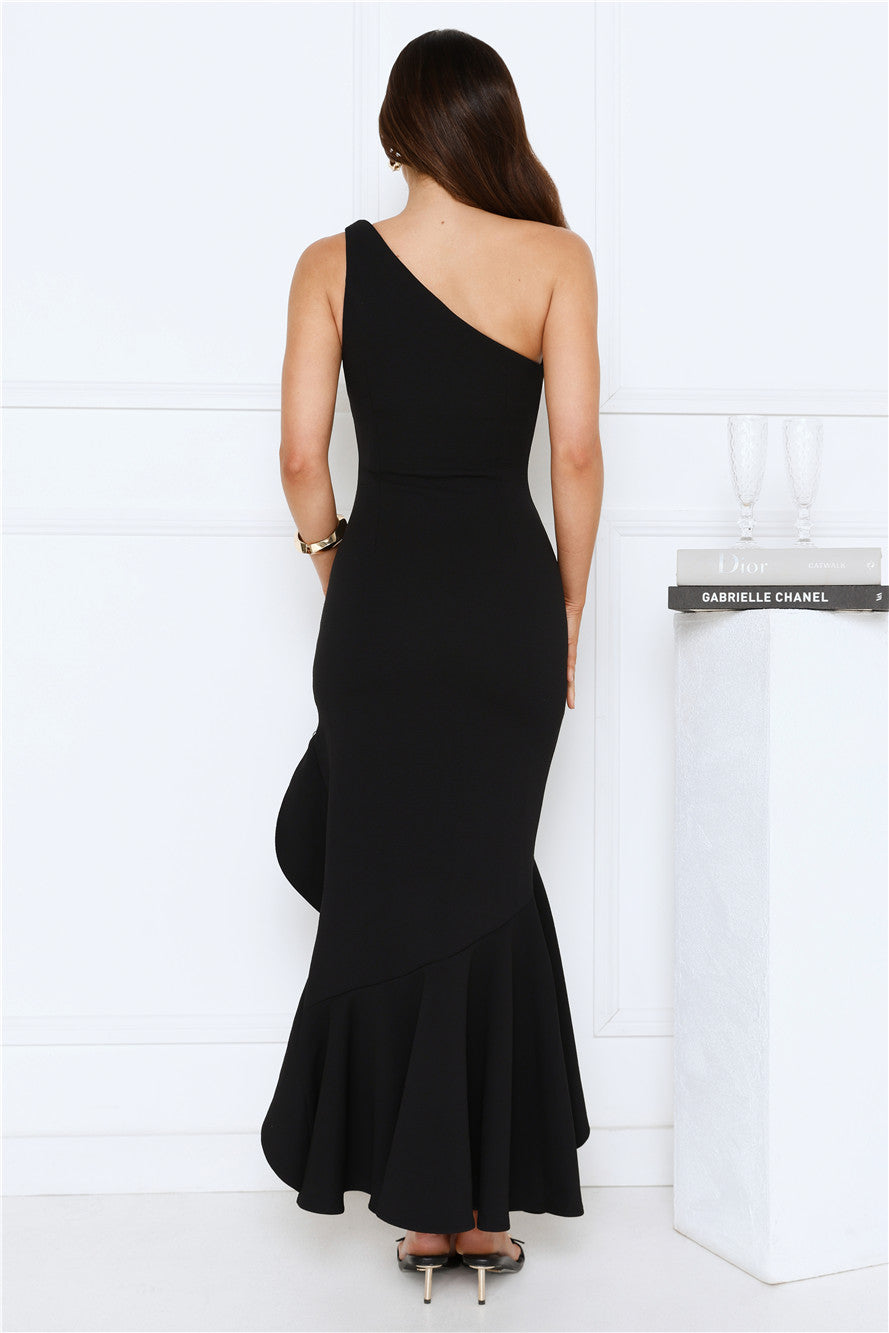 Go To Girl One Shoulder Maxi Dress Black